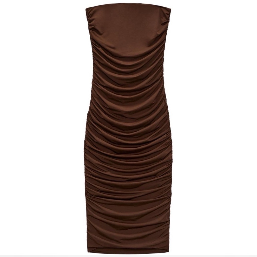 Zara Chocolate Strapless Dress